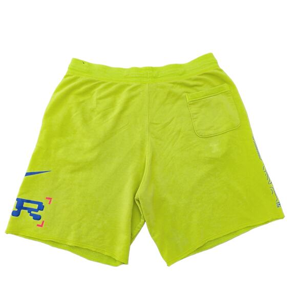 Neon Yellow/Green Nike AIR Shorts Size XL Graphic Print Drawstring Gym Pockets - Picture 8 of 8